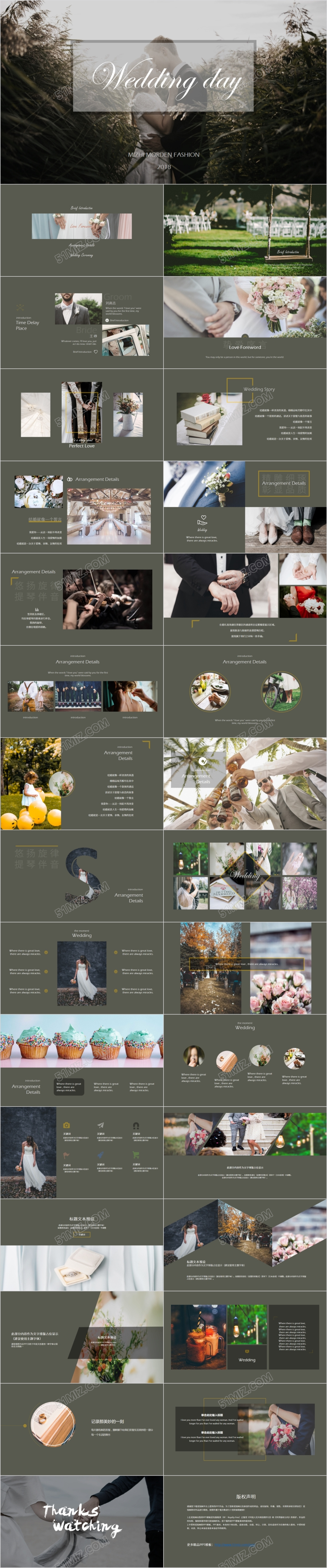 动态深色简约时尚杂志风高端婚庆婚礼策划PPT模板
