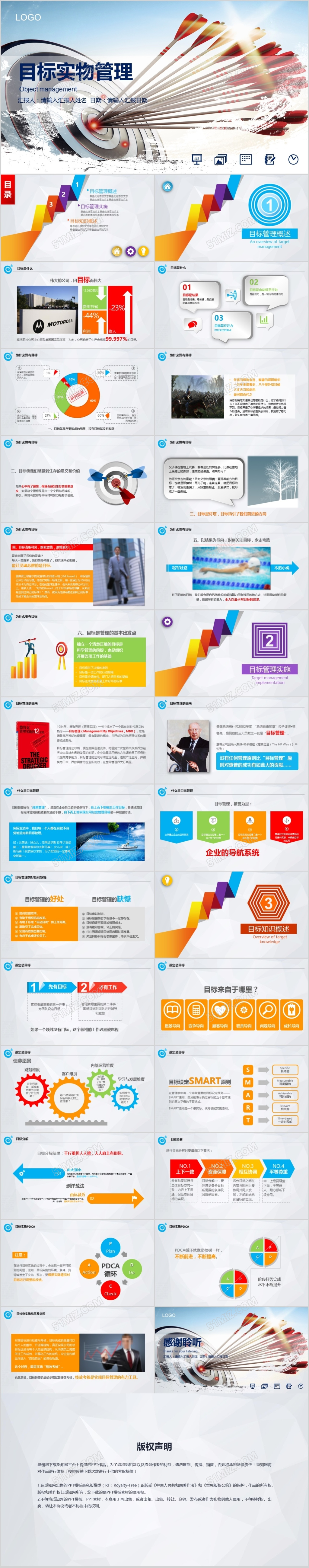 彩色商务目标管理公司业绩冲刺计划ppt模板