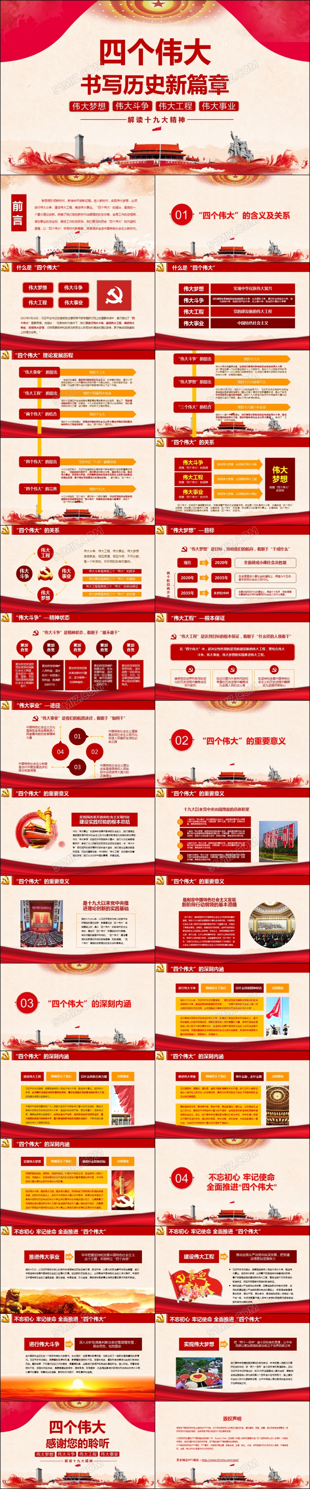 十九大会议报告书写历史四个伟大新篇章党政教育动态PPT模板 
