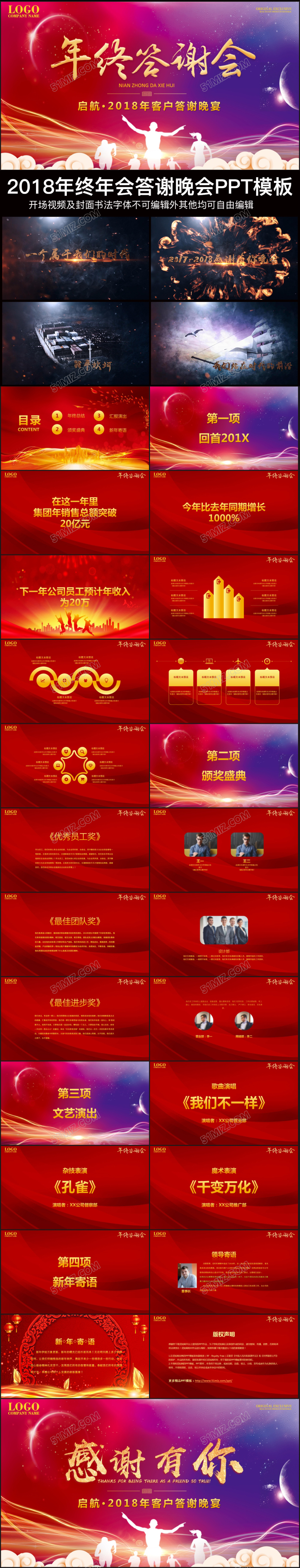 



2018企业年会ppt年终客户答谢会ppt年度颁奖晚