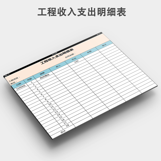 工程项目收入支出记录表