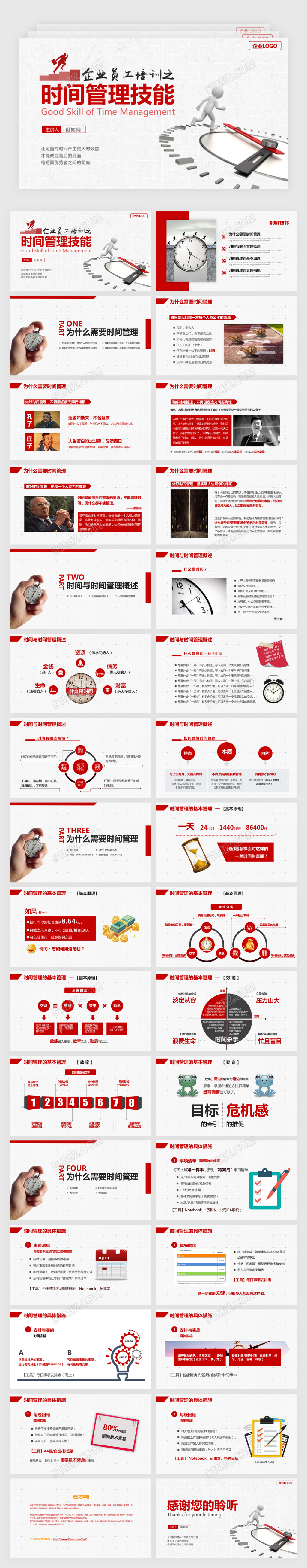 商务风框架完整企业在职员工时间管理技能培训课件PPT模板