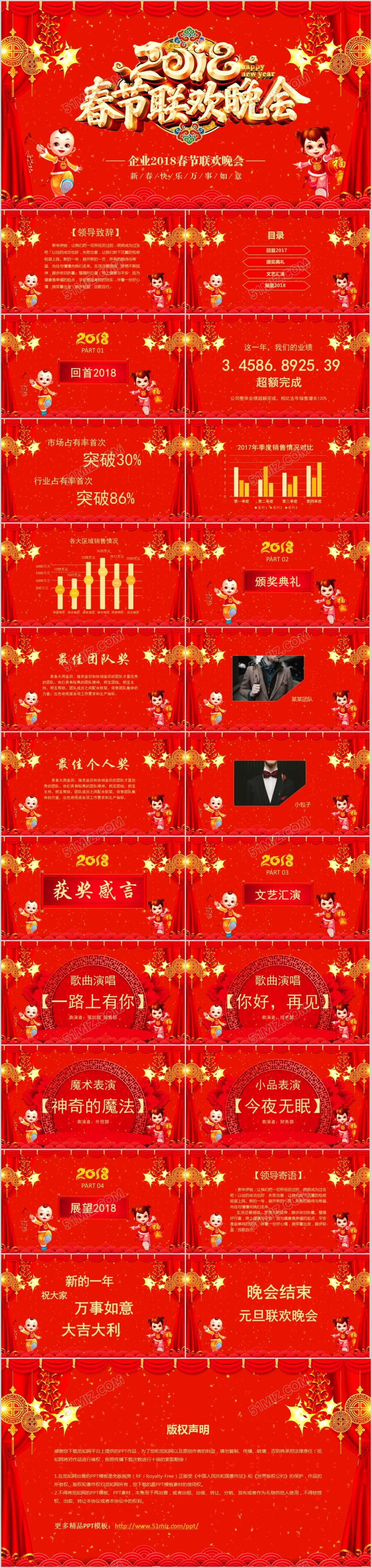 2021红色新年元旦联欢晚会PPT模板