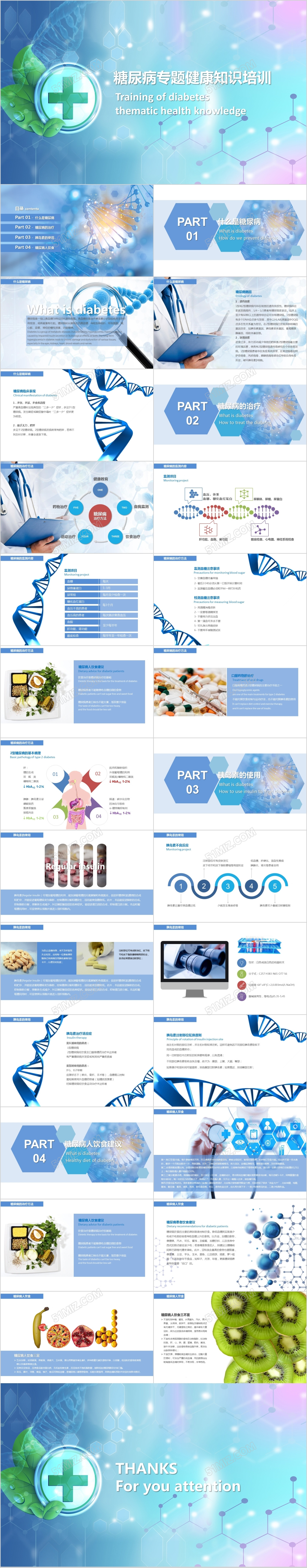 健康宣教医疗知识培训PPT模板糖尿病专题示例