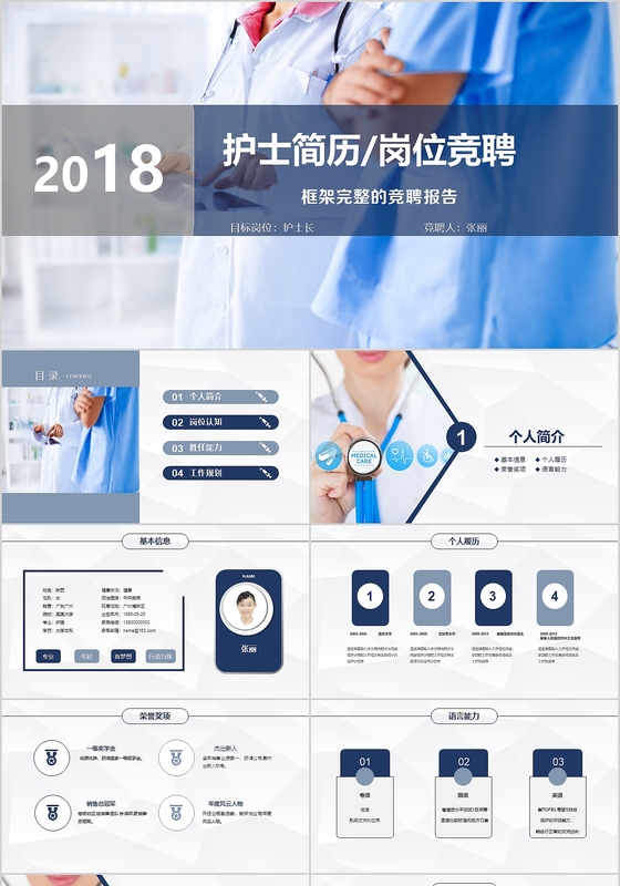 医务人员医生护士简历 医生护士岗位竞聘PPT