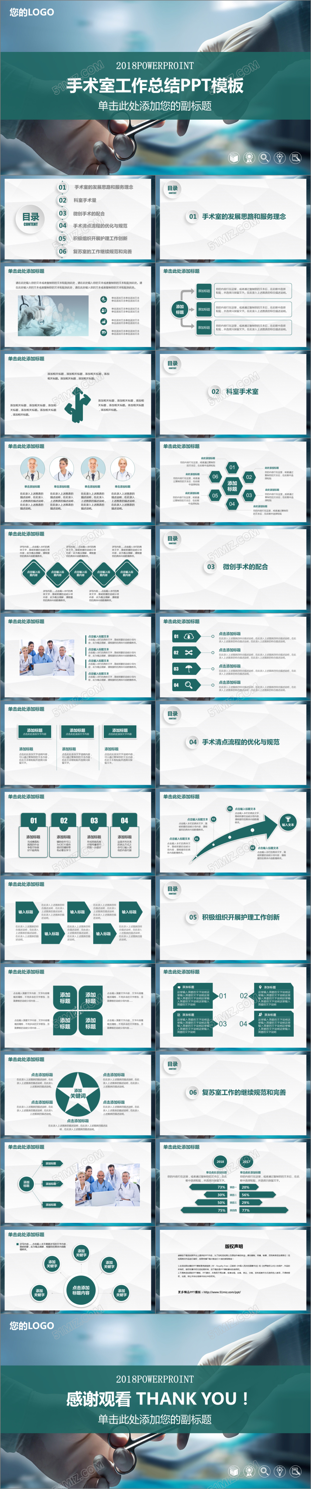 医学医疗手术室工作总结PPT模板