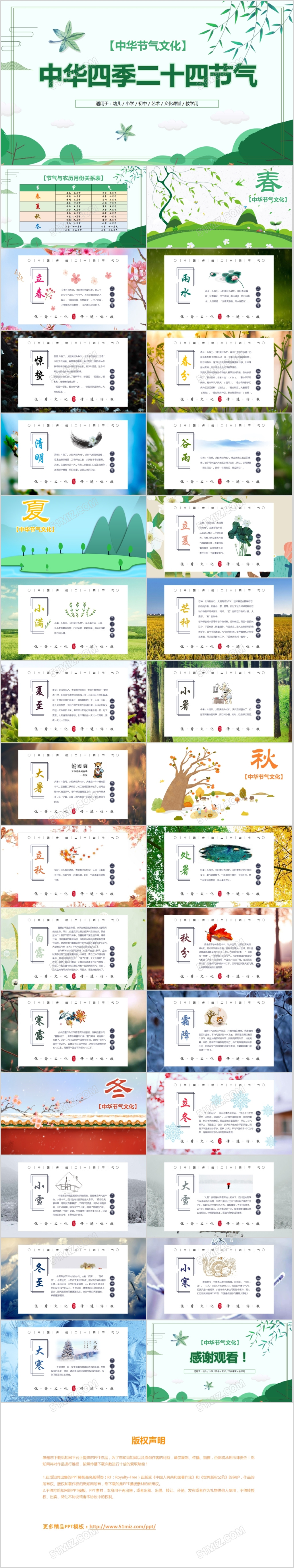 简约清新二十四节气主题班会教师培训PPT模板