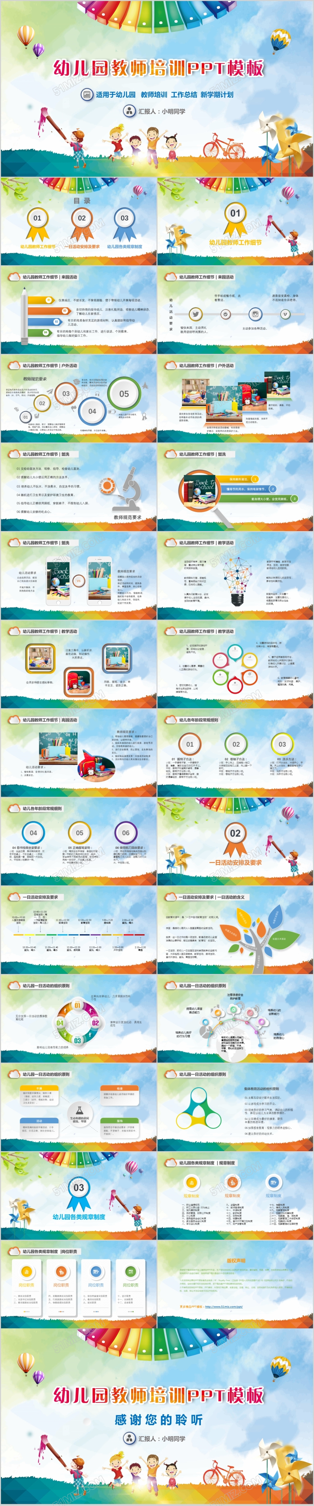 彩色微粒体幼儿园教师培训ppt模板