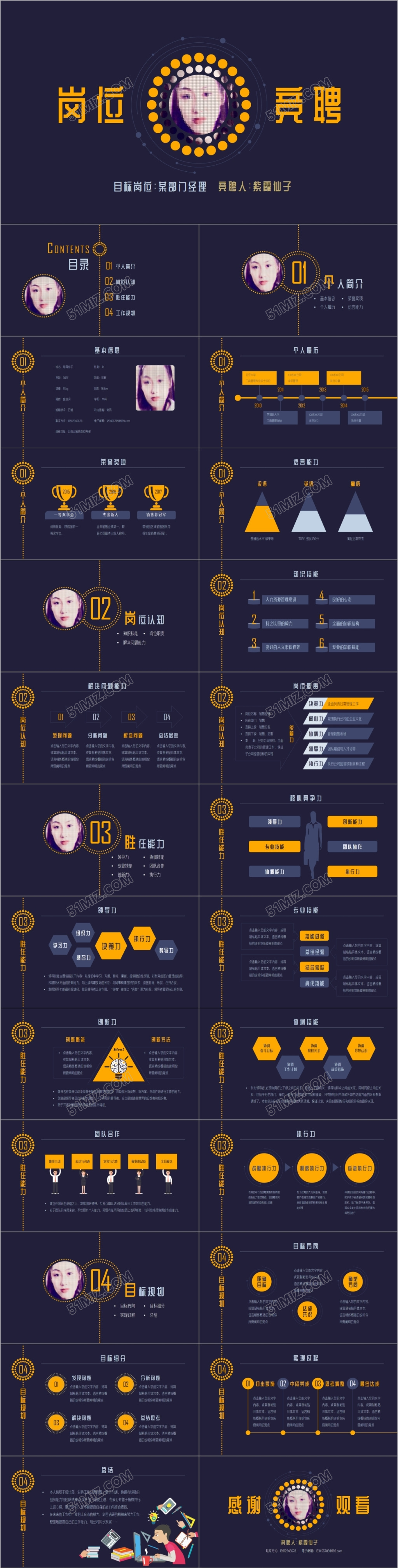 个人求职岗位竞聘简历动态PPT模板