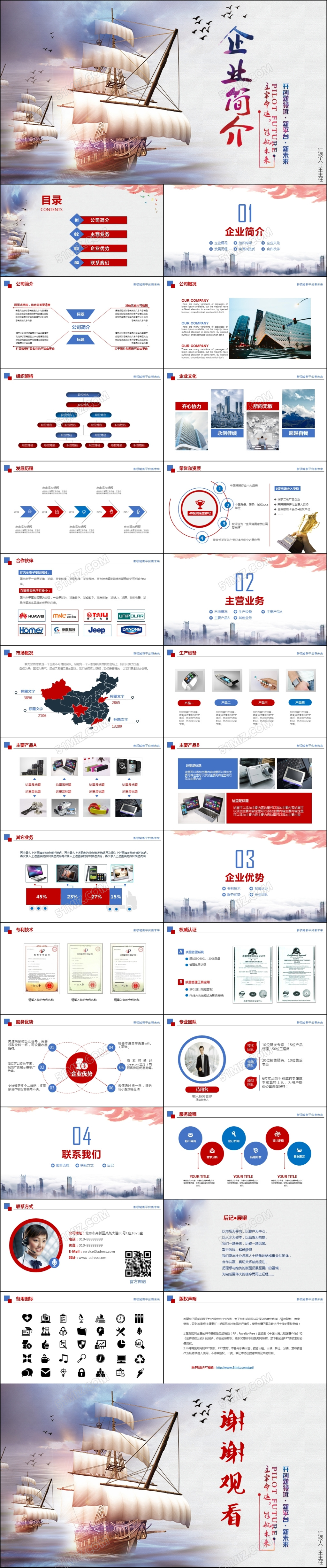红蓝大气企业简介企业文化公司介绍ppt公司宣传介绍动态PPT模板