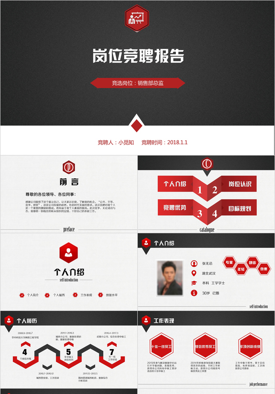 商务大气红黑岗位竞聘PPT主题模板