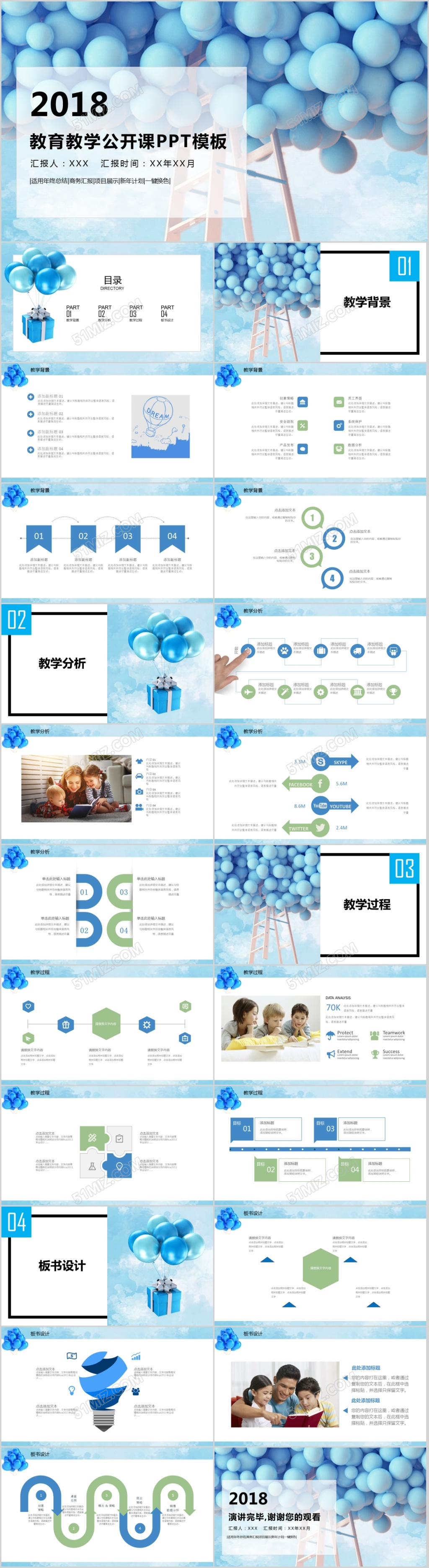 2018信息化教学设计说课教学公开课PPT模板