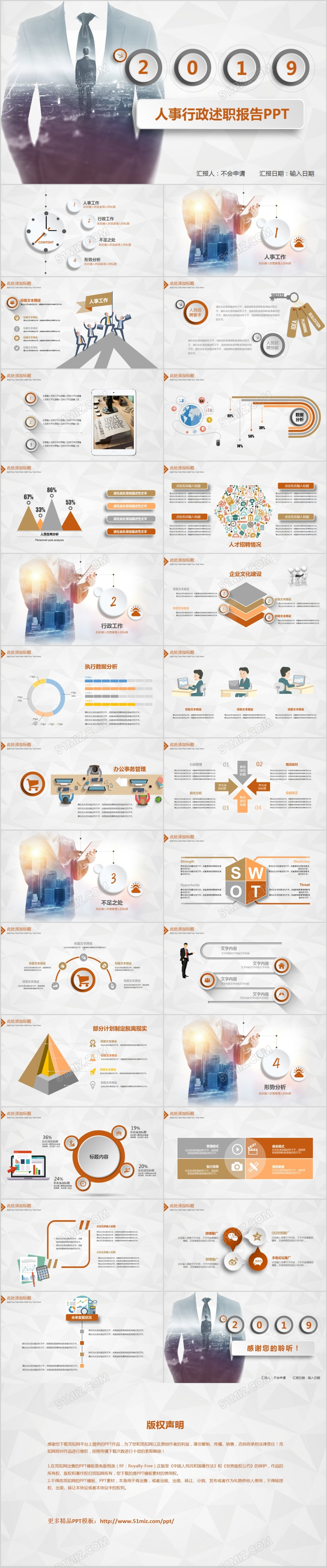 人事行政述职报告微立体PPT模板