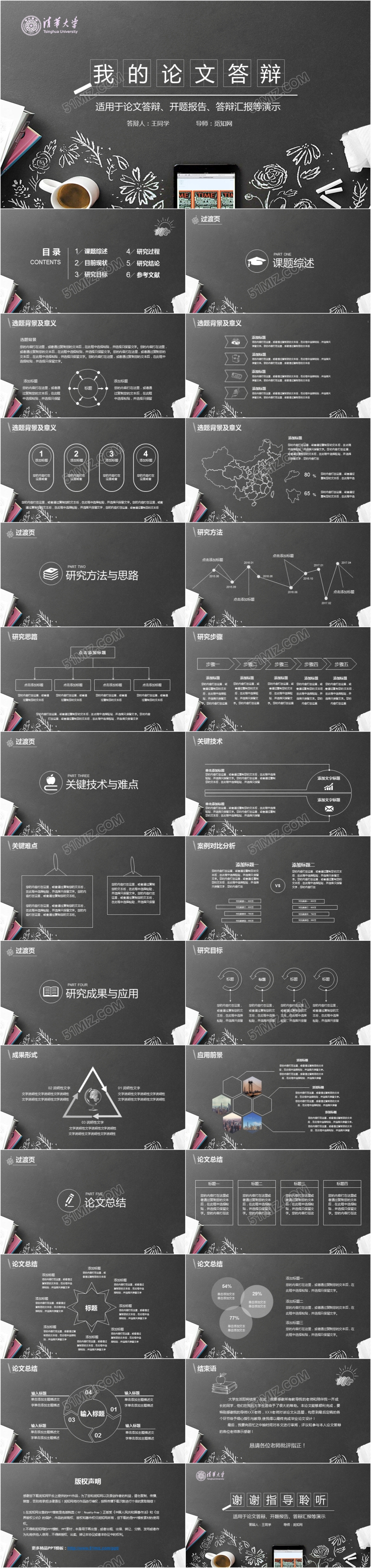 黑板风大学生论文答辩开题报告答辩汇报毕业设计动态PPT模板 