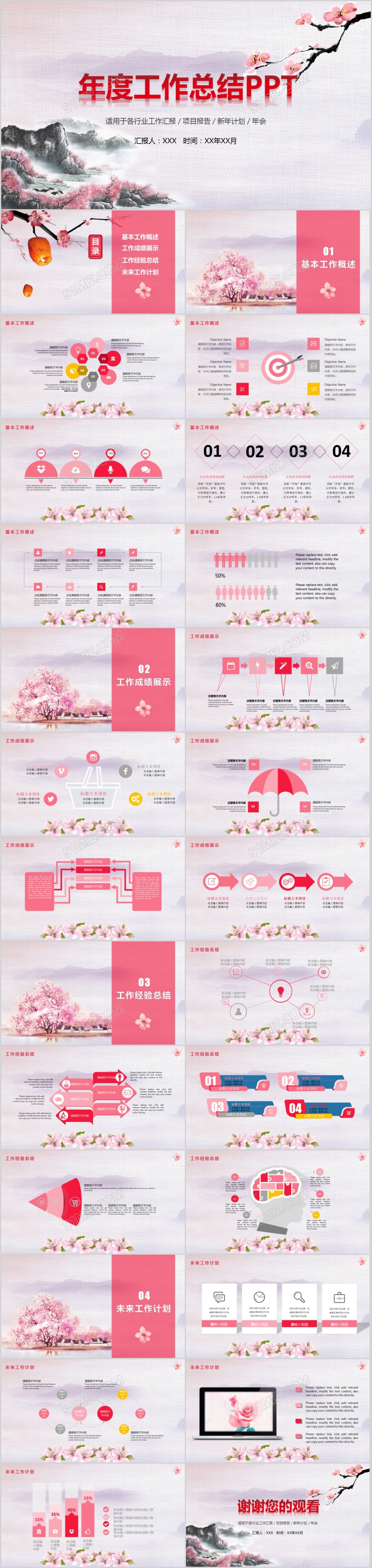 中国风年度工作总结计划ppt模板