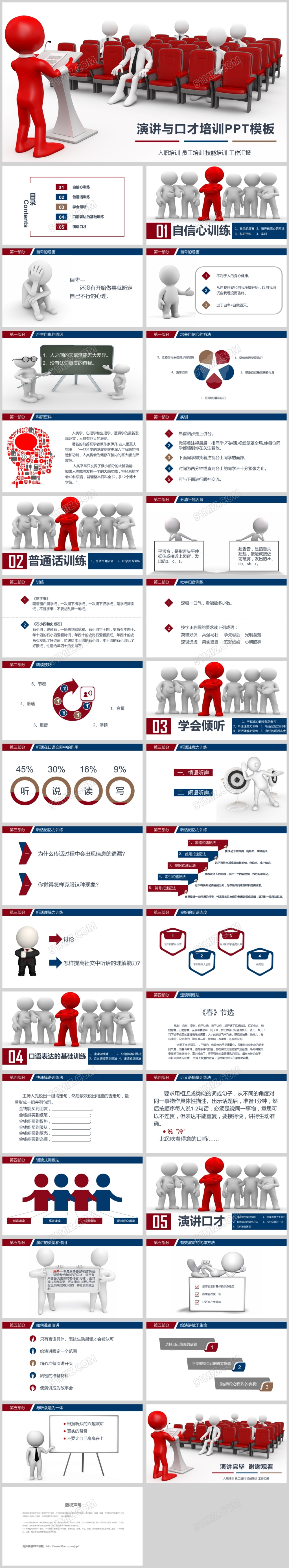   红色主题高端商务演讲与口才培训PPT模板