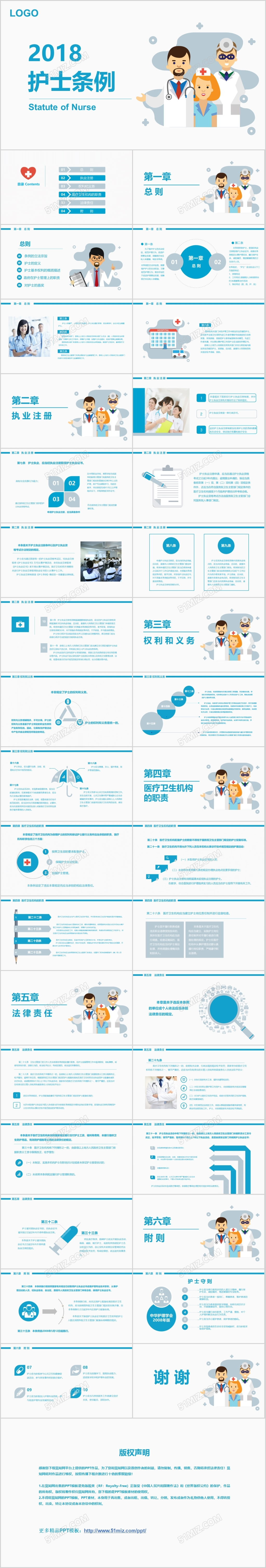 2018简约护士条例解说PPT模板 