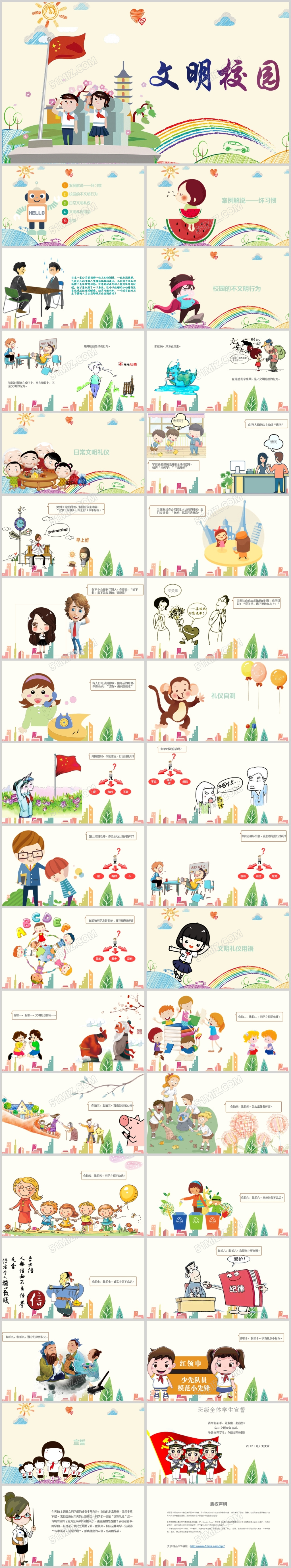 儿童校园文明礼仪小学生日常行为规范主题班会PPT