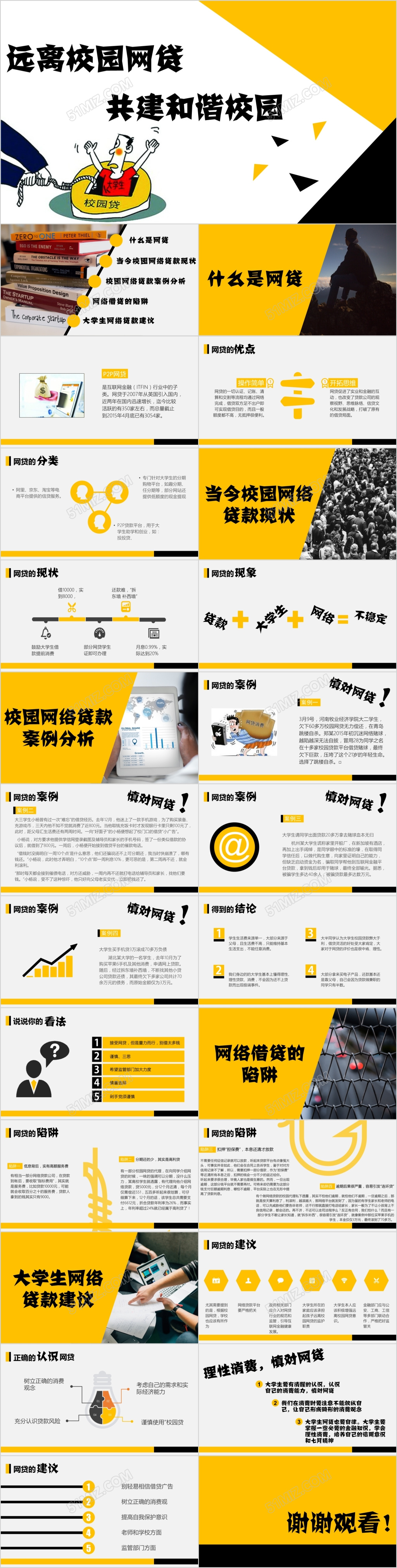 校园网贷主体班会ppt模板