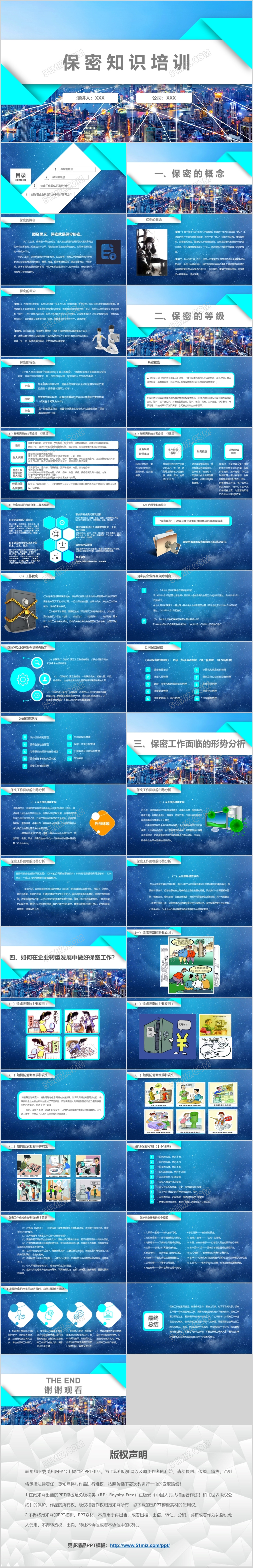 蓝色大气公司保密知识培训PPT模板