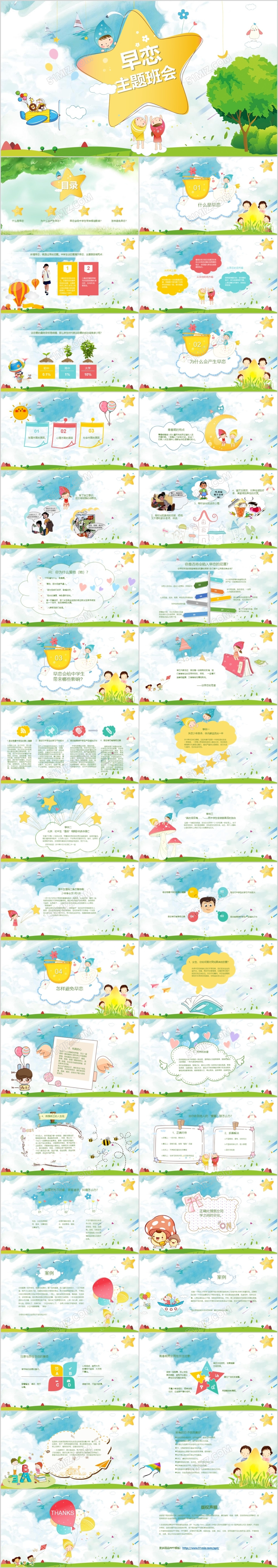 早恋主题班会ppt设计 学生儿童 