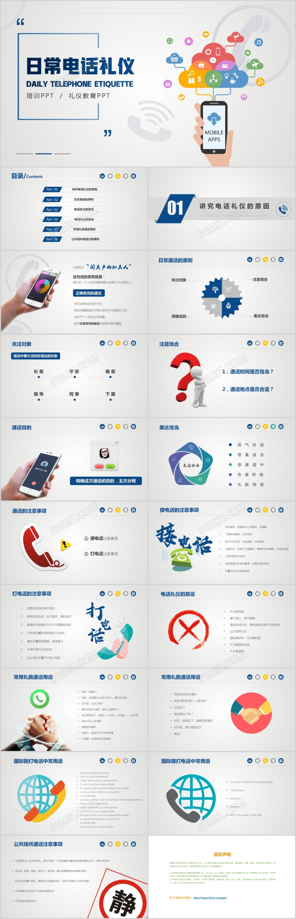 日常电话礼仪ppt模板