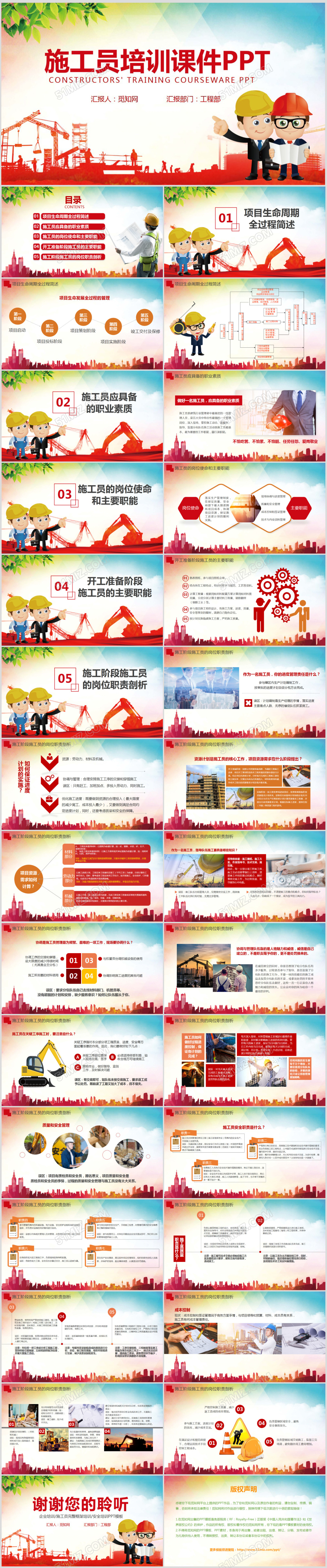 最新建筑施工员培训监督总结PPT模板