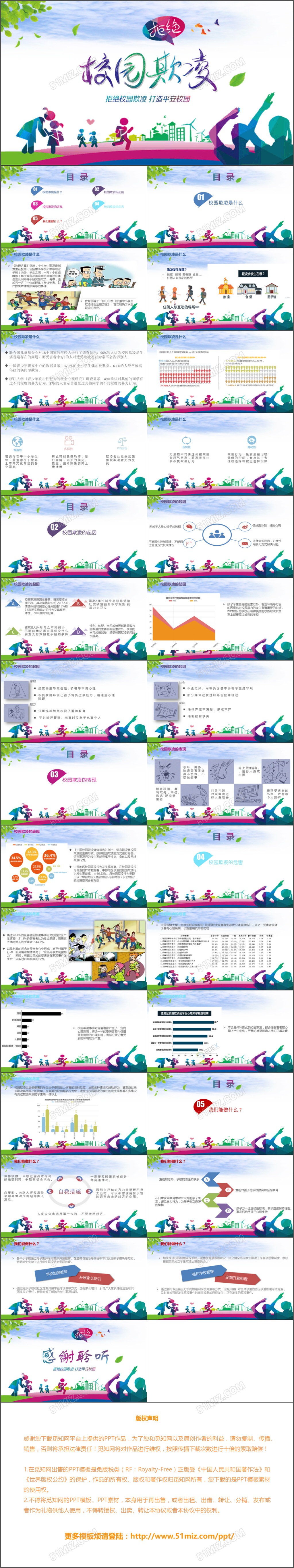 2018年简约平安校园安全校园欺凌课件PPT模板