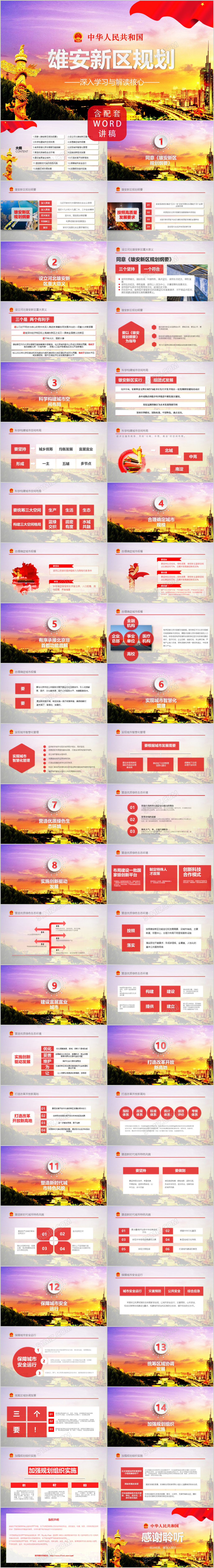 恢宏大气雄安新区规划纲要PPT模板