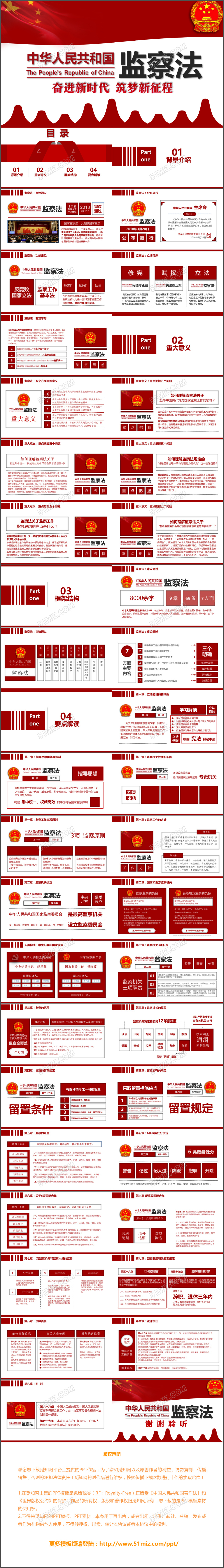 2018年红色大气中华人民共和国监测法党课PPT模板