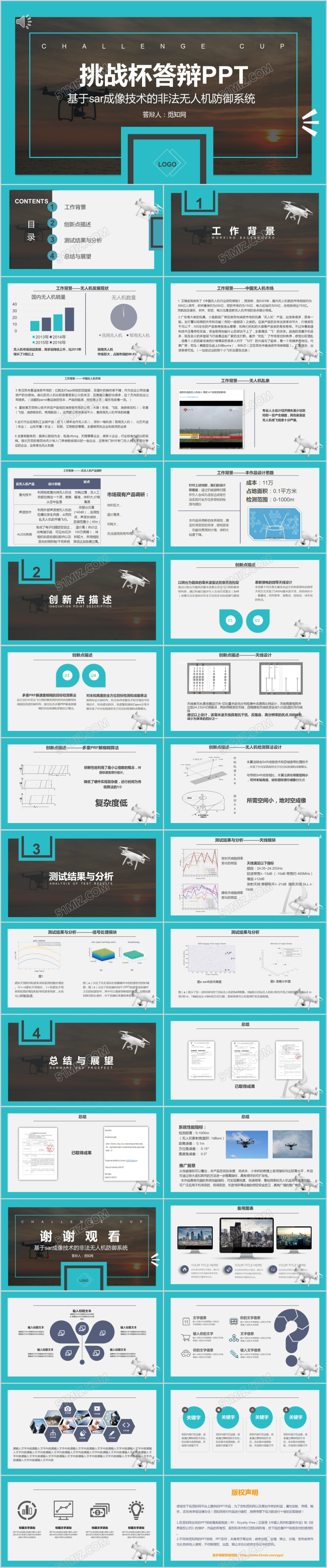 蓝色商务风挑战杯毕业论文答辩PPT模板 