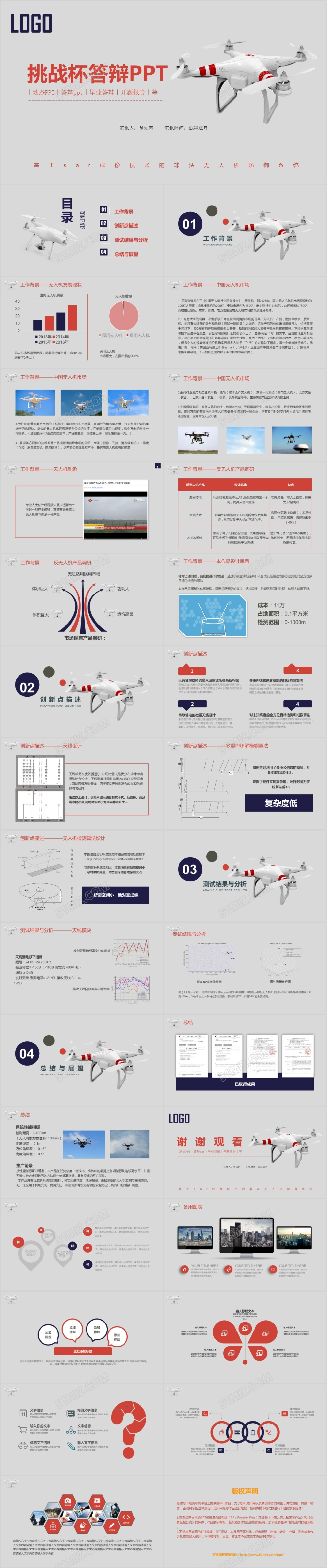 大气商务带文案挑战杯毕业生毕业论文答辩PPT模板