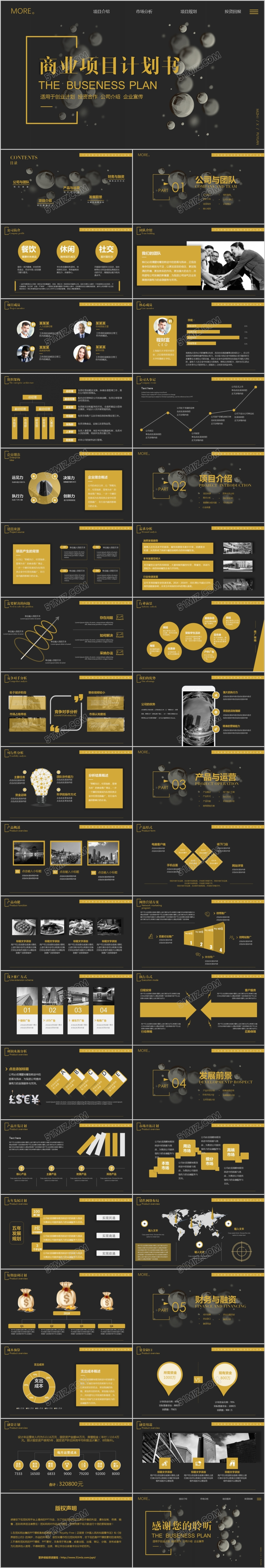 黑金高端时尚商业计划书创业融资新品发布会PPT模板