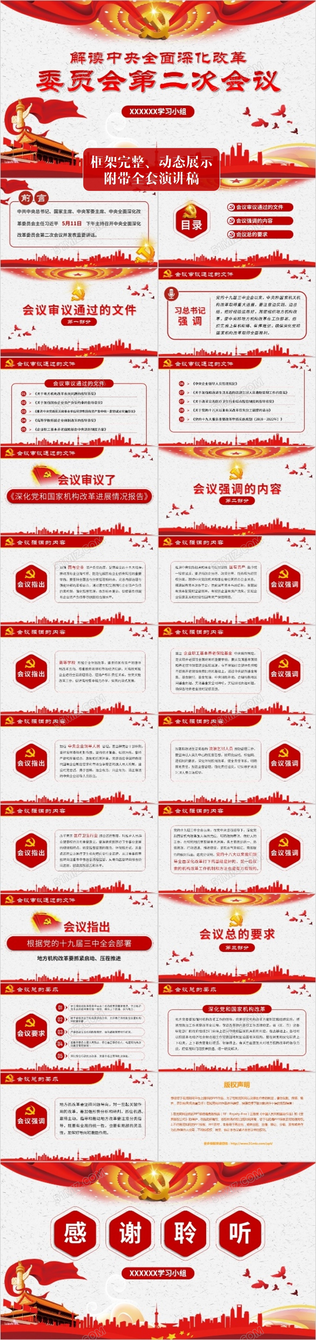 大气中央全面深化改革委员会第二次会议党建党课PPT模板
