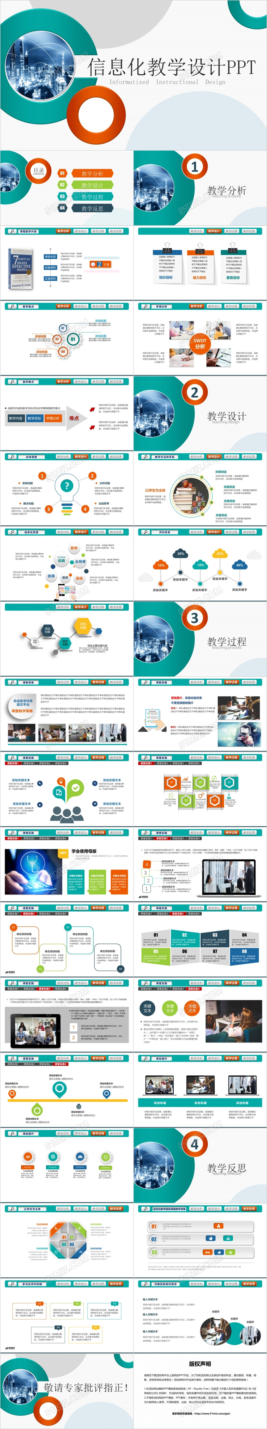 多彩微粒体教育教学教师说课信息化教学教师公开课ppt模板