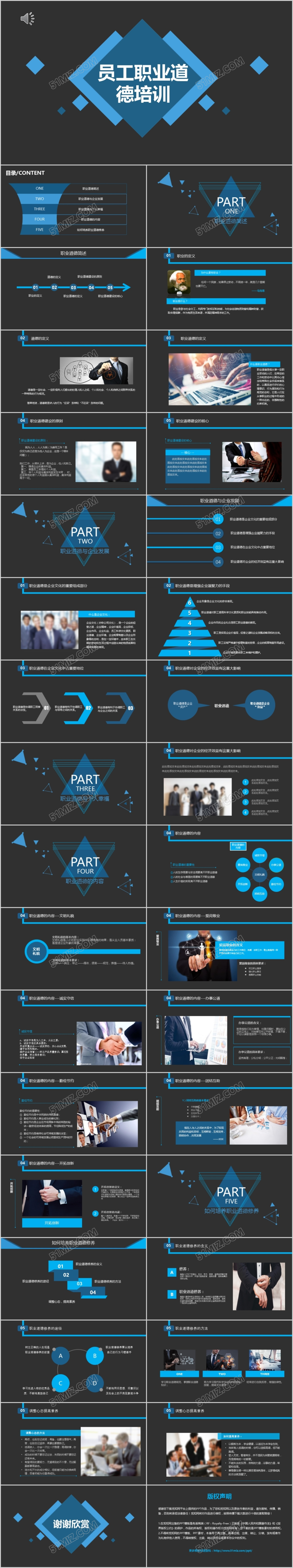 企业员工职业道德培训动态PPT模版