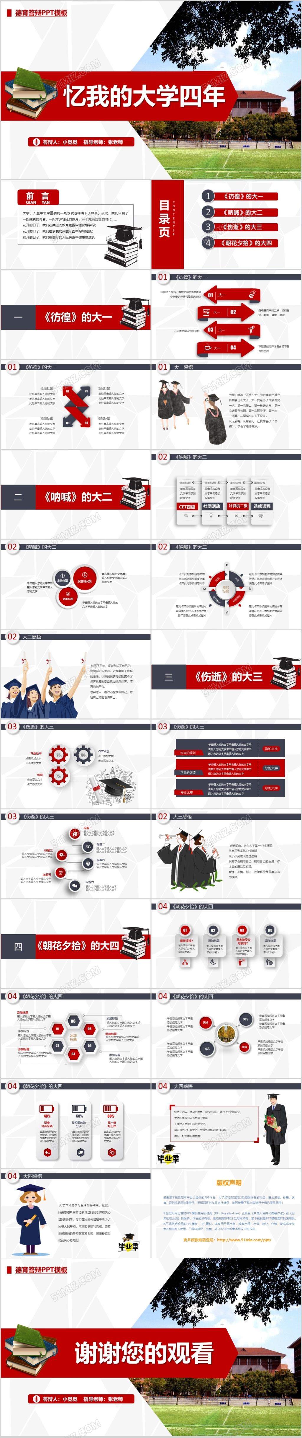 稳重大气毕业答辩论文PPT德育答辩PPT模板