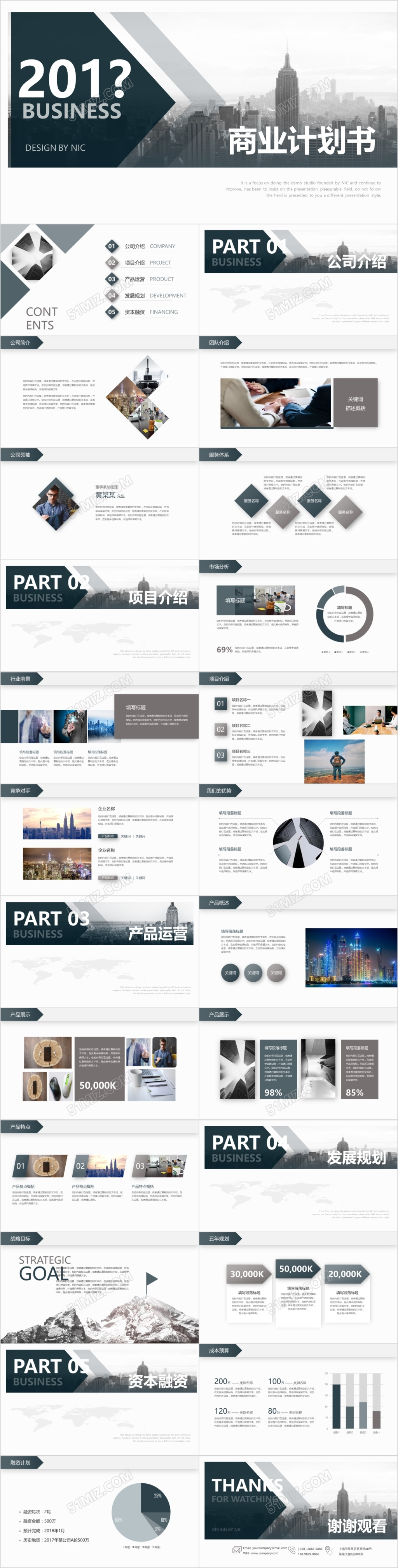 大气稳重实用微粒体商业计划书ppt模板