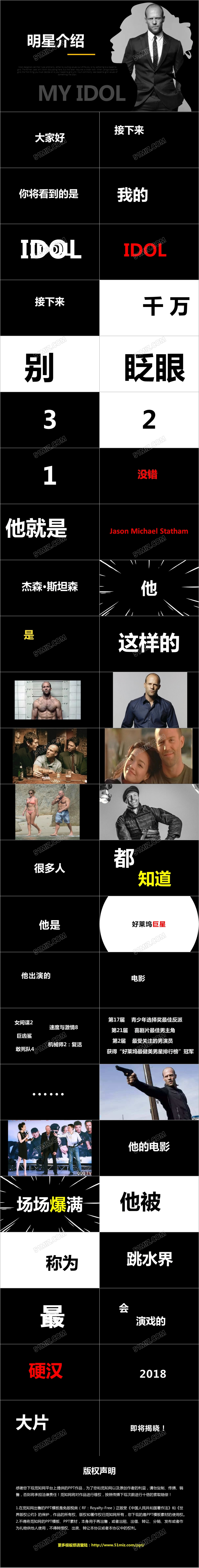 创意快闪明星介绍人物介绍偶像个人简历快闪相册PPT模板