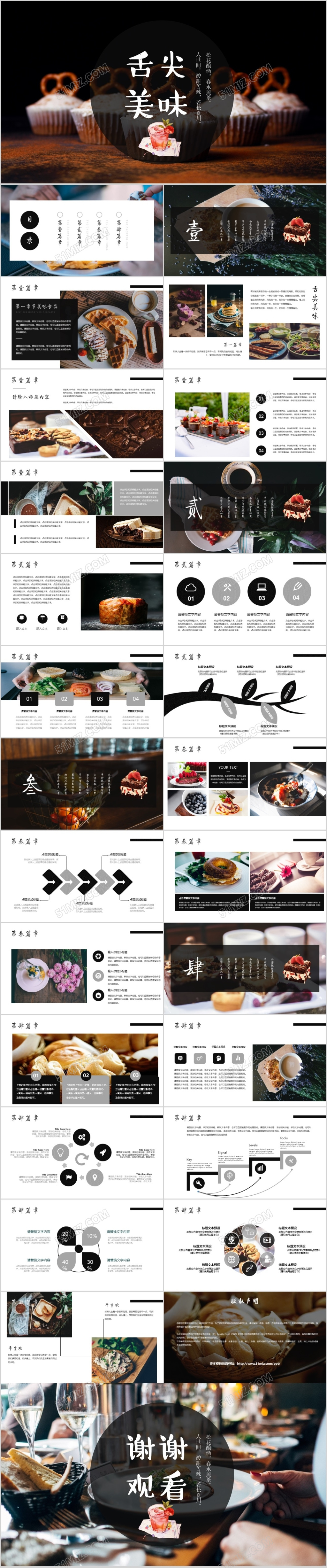 欧美风黑色高端美食舌尖美味蛋糕糕点烘焙知识培训PPT模板