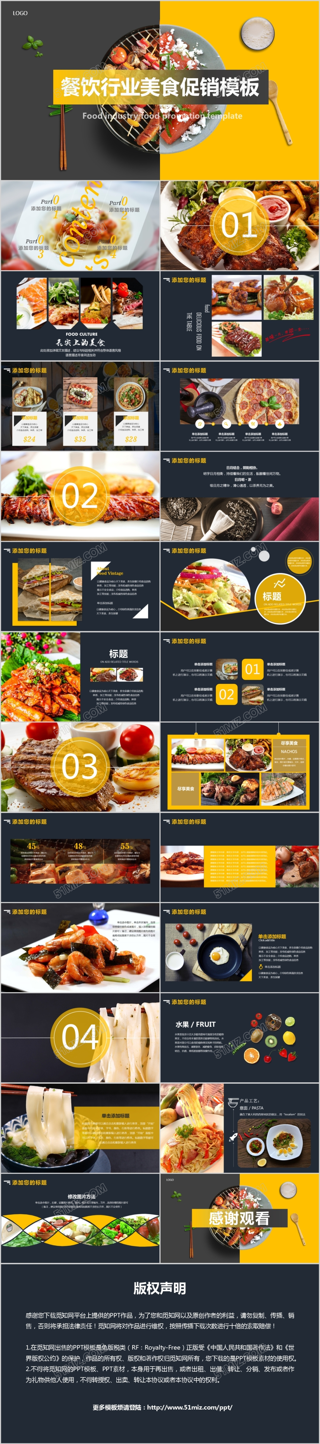 精美西餐厅餐饮行业美食促销ppt模板