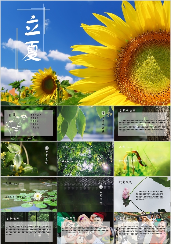 二十四节气唯美风景立夏PPT模版
