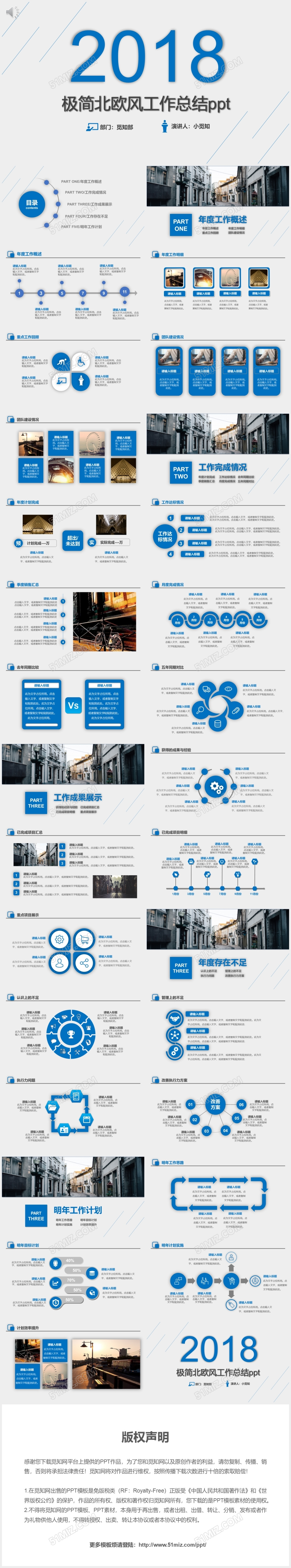 极简北欧风工作总结年终总结季度总结月度总结PPT模板