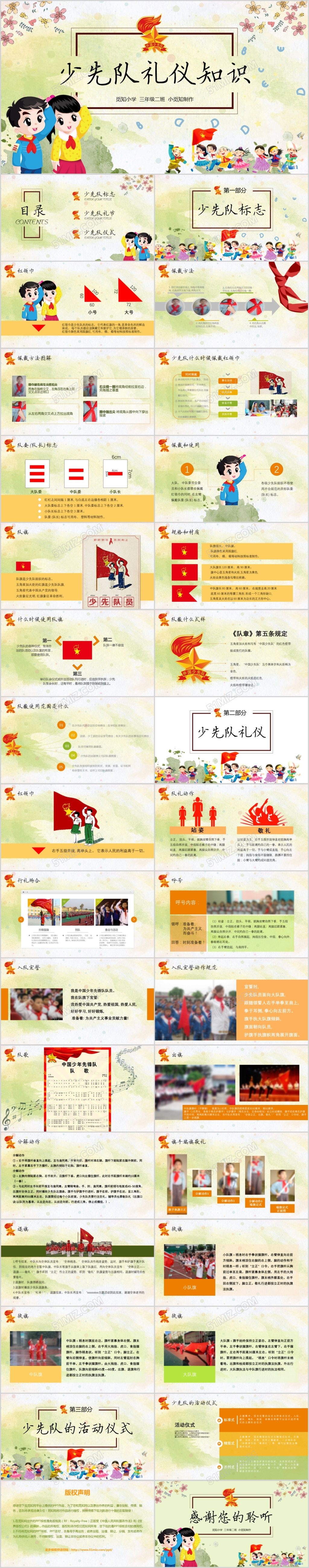 清新卡通风小学生少先队礼仪知识少先队主题ppt