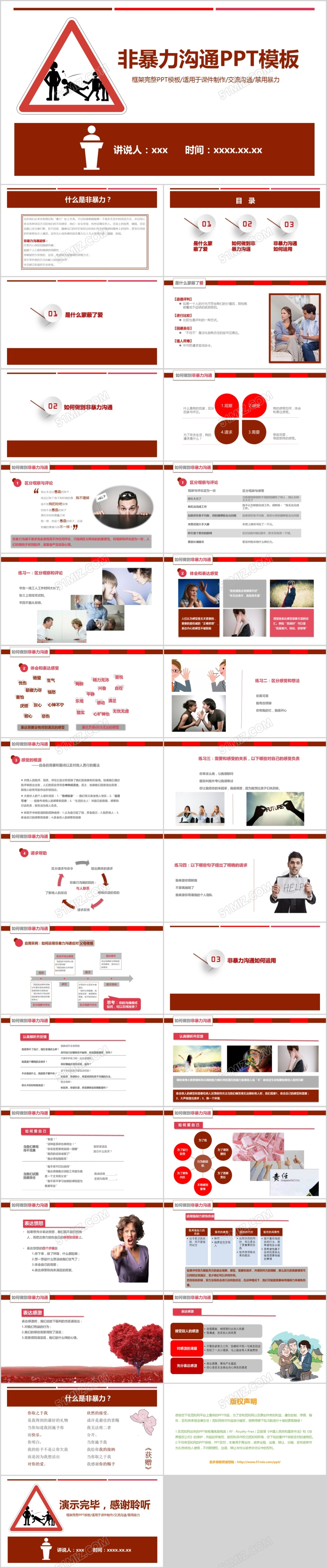 读书分享2015年企业员工高管培训机构非暴力沟通PPT模板