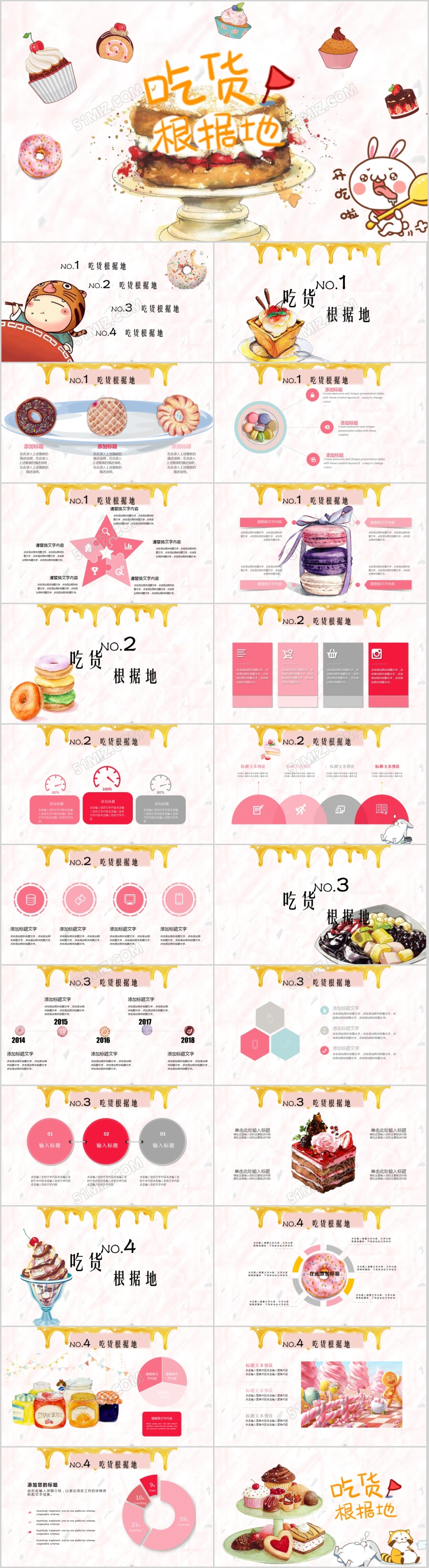 夏日甜点美食冰激凌冷饮美食PPT模板