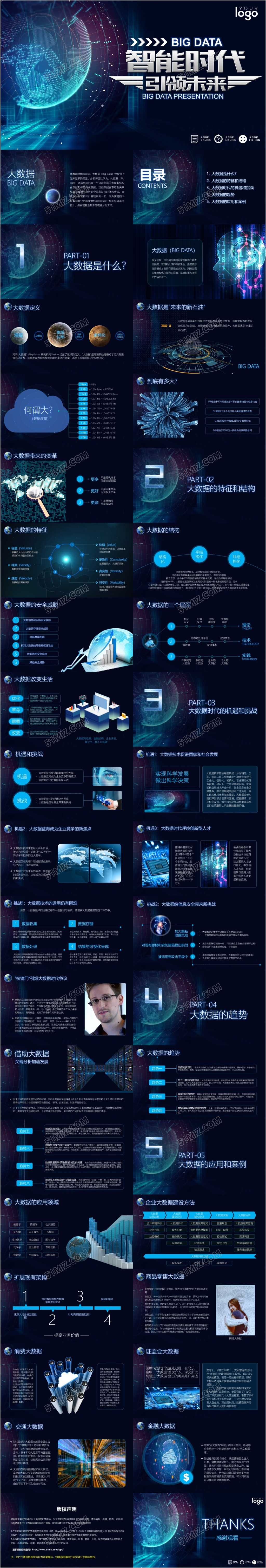 震撼开场视频炫酷科技感大数据ppt云计算高端商务通用PPT模板