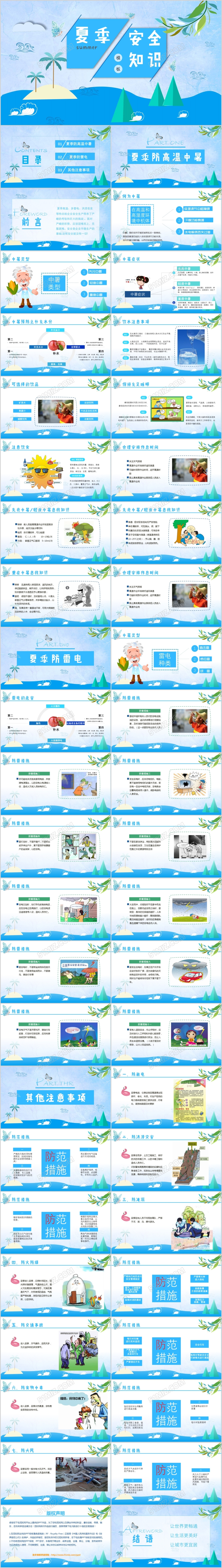 蓝色海洋风夏季安全教育培训ppt完整文案模板