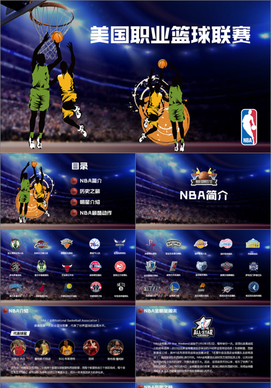 NBA篮球简介课件PPT模板