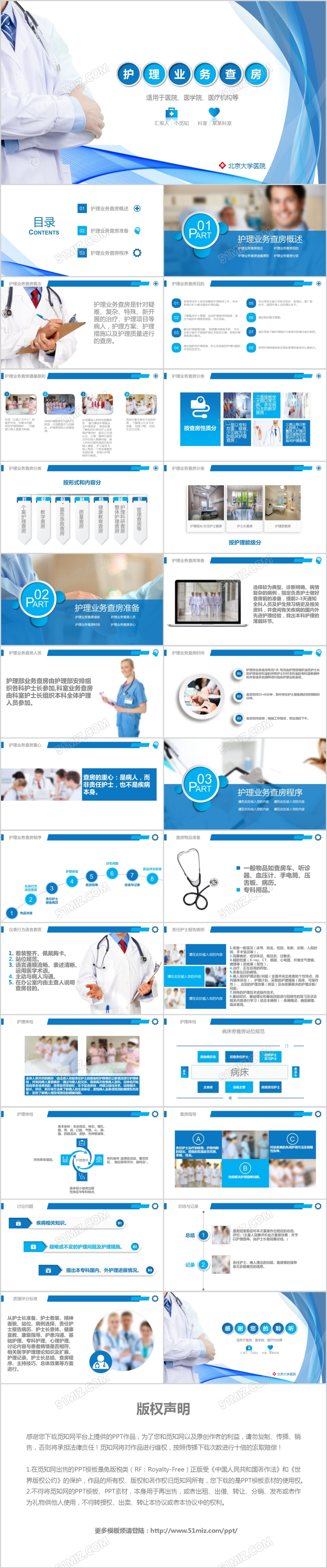 护理业务查房课件PPT模板